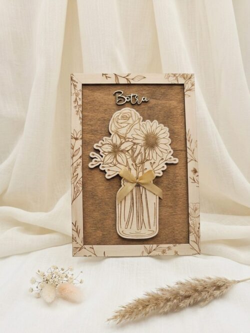 Lesen personaliziran okvir z napisom in barvo pentlje po želji