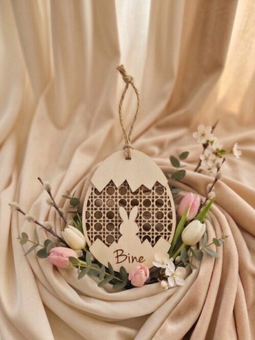 Lesena personalizirana pisanka jajček z vgraviranim imenom LD studio