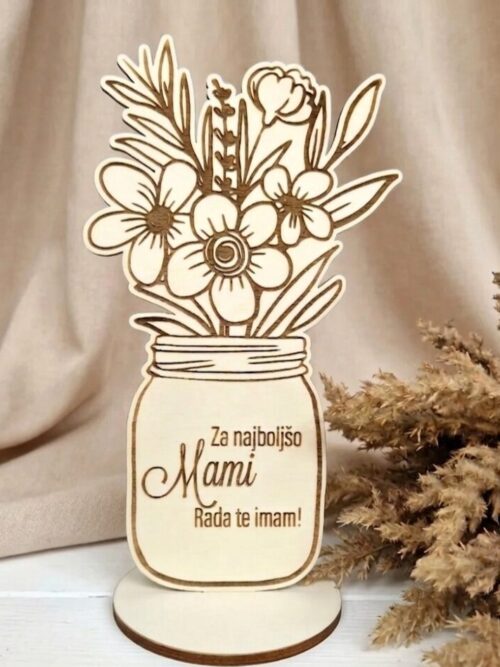 Lesen šopek v vazi s posvetilom