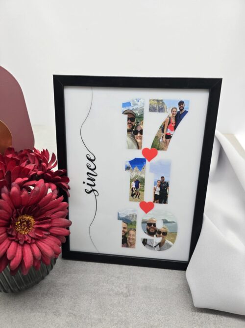 Personaliziran okvir z datumom obletnice in fotografijami, 18x24 cm