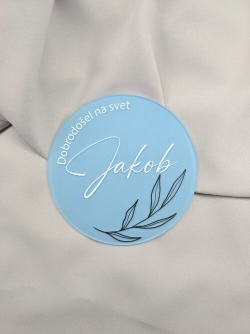 Personalizirana oznanitvena tablica iz pleksi stekla – Dobrodošel/a na svet za novorojenčka