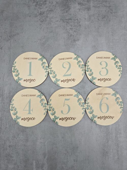 Lesene mesečne tablice z listjem – od 1 do 12 mesecev