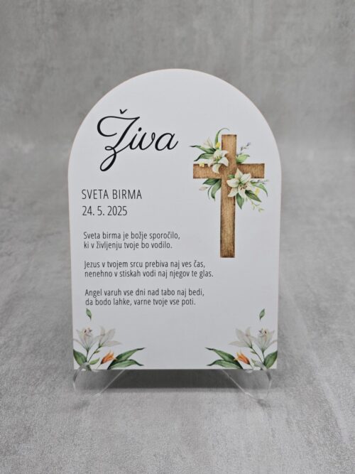 Spominska tabla za krst obhajilo, birmo ali poroko - z verskim motivom