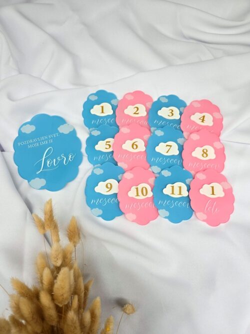 Milestone tablice iz pleksi stekla za dojenčka od 1 meseca do 1 leta z oznanitveno tablico